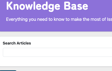 Sreenshot of a knowledge base search form for customers to help themselves